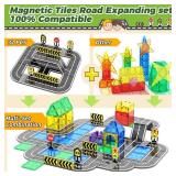 Goodtiles Magnetic Tiles Road Expansion Set, STEM Magnetic Building Blocks for Kids Ages 3-5 4-8 5-7, Preschool Learning Sensory Kids Toys for Toddler Birthday