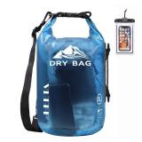 HEETA Dry Bag Waterproof for Women Men, Roll Top Lightweight Dry Storage Bag Backpack with Phone Case for Travel, Swimming, Boating, Kayaking, Camping and Beach (Transparent Blue, 5L)