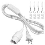 DiCUNO Hanging Lantern Extension Cord Cable, E26 Pendant Light Socket On Off Inline Cord Switch Control Lamp, Switch Close to Polarized Plug, 13 Feet, White, 1-Pack
