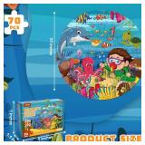 Floor Puzzles for Kids Ages 3-10 - Large 70 Piece Round Toddler Jigsaw Puzzles Toys - Preschool Learning Educational Gift (Ocean World)