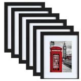 PEALSN 8x10 Picture Frame Set of 6, Display Picture 5x7 with Mat or 8x10 Without Mat, Black Woodgrain