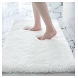 Disolla Small Bathroom Rug 17x24 Non Slip White Fluffy Bath Mat for Bathroom Floor Washable Plush Luxury Bath Rug for Tub Soft Shaggy Bathroom Shower Mat