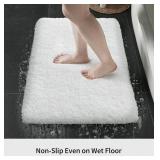 Disolla Small Bathroom Rug 17x24 Non Slip White Fluffy Bath Mat for Bathroom Floor Washable Plush Luxury Bath Rug for Tub Soft Shaggy Bathroom Shower Mat