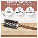 Since 1869 Hand Made In Germany Professional Series Boar Bristle Round Brush - Add Volume, Help Fight Frizz - Super-Grip Handle for Easy Styling - Eco-Sour (Medium)
