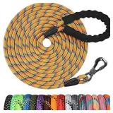 NTR 15FT Long Dog Leash, Check Cord with Swivel Lockable Hook and Comfortable Padded Handle for Dog Leash for Small Medium and Large Dogs Walking Training Hiking Camping Playing Orange Color