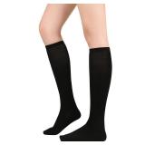 Black Knee High Socks for Women Athletic Black Calf Socks Long Soccer Socks Compression Socks 1 Pack Black