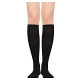 Black Knee High Socks for Women Athletic Black Calf Socks Long Soccer Socks Compression Socks 1 Pack Black