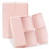 FYY Daily Pill Organizer, 7 Compartments Portable Pill Case Travel Pill Organizer,[Folding Design] Pill Box for Purse Pocket to Hold Vitamins,Cod Liver Oil,Supplements and Medication-Pink