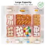 FYY Daily Pill Organizer, 7 Compartments Portable Pill Case Travel Pill Organizer,[Folding Design] Pill Box for Purse Pocket to Hold Vitamins,Cod Liver Oil,Supplements and Medication-Pink