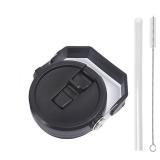 Replacement Tumbler Lid for Stanley IceFlow 20 oz 30 oz Flip Straw Lid with Reusable Straw,Cleaning Brush (Black, 20oz & 30oz)