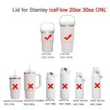 Replacement Tumbler Lid for Stanley IceFlow 20 oz 30 oz Flip Straw Lid with Reusable Straw,Cleaning Brush (Black, 20oz & 30oz)