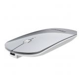 FENIFOX Bluetooth Mouse, Slim Mini Portable Flat Travel Wireless Mouse Rechargeable Quiet Ultra-Thin Mice Compatible with Laptop,Tablet,Notebook,PC (Silver and White)
