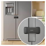 EUDEMON Updated French Fridge Lock French Door Refrigerator/Freezer Lock Apply to Max 2.28"(58mm) Two Door Gap Distance,Cabinet Cupboard Lock for Kids & Babies,Easy to Install(1 Pack,Black)