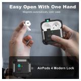 RFUNGUANGO for AirPods 4th Generation Case, Compatible with AirPods 4th Generation Case (2024), Military-Grade Drop Protection, Comes with Cleaning Kit, Comes with Phone Holder Function -Black