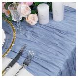 Babenest 13.3ft Dusty Blue Cheese Cloth Table Runner, 2 Pack Boho Gauze Cheesecloth Table Runners, 35x160 Inches Rustic Tablerunner for Wedding Birthday Party DÃ©cor