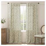 jinchan Linen Floral Curtains for Living Room with Printed Flower 96 Inches Long Light Filtering French Country Back Tab Rod Pocket Sage Green Window Curtain Set Farmhouse Drapes 2 Panels
