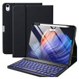 Harvopu Compatible for iPad Air 11-inch/ 10.9" Air 5th 4th Generation Case with Keyboard - Backlit Detachable, Folio Cover with Pencil Holder for iPad Air 11 Inch M3/M2, Air 5 2022/ Air 4 (Black)