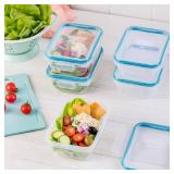 Snapware Total Solution 5-Pc Plastic Food Storage Containers Set, 3-Cup Rectangle Meal Prep Container, Non-Toxic, BPA-Free Lids with 4 Locking Tabs, Microwave, Dishwasher, and Freezer Safe