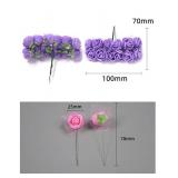 Rikyo Mini Artificial Rose Flower Heads and Soft Stem,25mm PE Tiny Rose add Gauze for DIY Wedding Make Bridal Hair Clips,Cake Top,Wrist Corsage Boutonniere,Wreath Bracelet Flower (White)