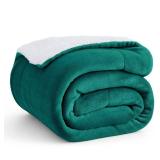 Bedsure Sherpa Fleece Throw Blanket Twin Size for Couch - Thick and Warm, Soft Fuzzy Plush Twin Blanket for Winter, Forest Green, 60x80 Inches