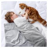 Bedsure Bedding Fleece Blanket for Girls and Boys - Soft Cozy Cute Small Throw Blankets for Travel, 43x55 Inches, Light Grey