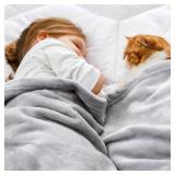 Bedsure Bedding Fleece Blanket for Girls and Boys - Soft Cozy Cute Small Throw Blankets for Travel, 43x55 Inches, Light Grey
