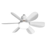 PUSU 20.5" Ceiling Fans with Light, Low Profile LED Socket Fan Lamps with E26 Base, 3 Colors Dimmable Lighting for Bedroom, Kitchen, Garage, Living Room, Storeroom, Basement, Flush Mount (White)