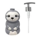 Isaac Jacobs Gray & White Ceramic Sloth, Liquid Soap Pump/Lotion Dispenser with Chrome Metal Pump (Holds Up to 12 Oz.) â Great for Bathroom, Kitchen Countertop, Bath Accessory (Sloth)