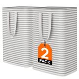 Lifewit 2 Pack Laundry Hamper Large Collapsible Laundry Baskets, Freestanding Waterproof Clothes Hamper with Easy Carry Handles in Laundry Room Bedroom Bathroom College Dorm for Adults, Grey, 2 x 80L