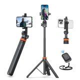 EUCOS 62" Phone Tripod, Tripod for iPhone & Selfie Stick Tripod with Remote, Extendable Phone Tripod Stand & Travel Tripod, Solidest Cell Phone Tripod Compatible with iPhone/Android