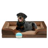 Cooling Dog Bed Memory Foam, Jumbo Dog Bed for Extra Large Dogs, Orthopedic Jumbo Breed Dog Bed, Waterproof Dog Bed with Bolster & Removable Cover(Jumbo,Khaki Brown)