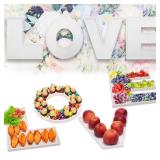 4PCS Larger Charcuterie Letter 12âLove fillable Tray, Letter Trays for Food, Wood Letter Tray Chocolate Candy Tray for Weeding Party Favors (Love- White)
