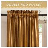 PRIMROSE Gold Curtains 84 inch for Living Room Velvet Blackout Rod Pocket Window Drapes Treatment Semi Room Darkening Decor Golden Curtains for Bedroom Set of 2 Panels