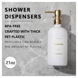 HOMCDALY Shampoo and Conditioner Dispenser, 21oz 3-Pack Refillable Pump Bottles, Shampoo Container, Empty Pump Bottle, Bathroom Shower Dispenserï¼21oz-White&Goldï¼