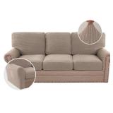 H.VERSAILTEX Multi-Pieces Sofa Covers Stretch Couch Covers Form Fitted Seats and Back Cushions Covers (3 Seat Covers Plus 3 Back Cusion Covers, Bonus 2 Armrest Covers), Sand