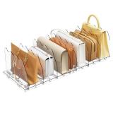 SPACEKEEPER Adjustable Shelf Divider for Closet, Clear Purse Organizers for Closet Acrylic Handbag Separators Storage Organizer Bookshelf Separator Dividers in Bedroom, Office