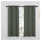 NICETOWN Bedroom Blackout Curtains for Kitchen Window - Window Treatment Thermal Insulated Solid Grommet Sound Reducing for Kitchen/Nursery, Dark Mallard, 2 Panels, W34 x L50
