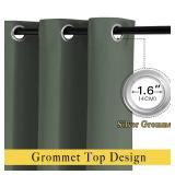 NICETOWN Bedroom Blackout Curtains for Kitchen Window - Window Treatment Thermal Insulated Solid Grommet Sound Reducing for Kitchen/Nursery, Dark Mallard, 2 Panels, W34 x L50