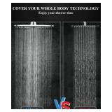 Veken Rain Shower Head, 11.8 Inch Large Rectangular Rainfall Showerhead, Adjustable Stainless Steel 11 inch Extension Arm, Detachable Waterfall Rain Fall Showerheads with Anti-Clog Nozzles, Chrome