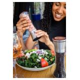 Home EC Premium Stainless Steel Sea Salt and Pepper Grinder Set of 2 - Adjustable Ceramic - Tall Glass Salt and Pepper Shakers - Kitchen Spice Mill W/Funnel & EBook