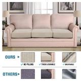 H.VERSAILTEX Super Stretch Individual Seat Cushion Covers - Sofa & Couch Cushion Slipcover Sets - Thick Jacquard Textured Twill Fabric (3 Piece, Island Fossi)