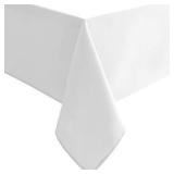 Hiasan White Rectangle Tablecloth - Waterproof Washable Polyester Fabric Table Cloth for Buffect Dining Birthday Party Wedding, 60 x 140 Inch