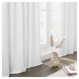 White Linen Curtains 84 inches Long for Bedroom Back Tab Light Filtering Privacy Sheer White Curtains Modern Farmhouse Coastal Decor White Cotton Textured Gauze Curtain for Living Room 2 Panels