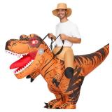 Spooktacular Creations Adults Inflatable Costumes, Riding a Light-Up Eyes T-rex Inflatable Costume, Brown Rawr Blow Up Dinosaur Costumes for Halloween Costume Cosplay Themed Partiesâ¦