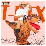 Spooktacular Creations Adults Inflatable Costumes, Riding a Light-Up Eyes T-rex Inflatable Costume, Brown Rawr Blow Up Dinosaur Costumes for Halloween Costume Cosplay Themed Partiesâ¦
