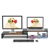 WESTREE Dual Monitor Stand - Riser 2 Shelf Computer with Adjustable Length and Angle, Stands for Monitors, Desktop Organizer PC, Computer, Laptop
