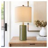 G-SAFAVA 20.25" Small Single Table Lamp for Bedroom - Modern Ceramic Nightstand Farmhouse Bedside Green Side End Table Lamp for Boho Living Room