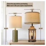 G-SAFAVA 20.25" Small Single Table Lamp for Bedroom - Modern Ceramic Nightstand Farmhouse Bedside Green Side End Table Lamp for Boho Living Room