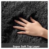 Ophanie Black Area Rugs for Bedroom Living Room, 4x6 Fluffy Fuzzy Shag Shaggy Carpet Soft Plush Furry Bedside Rug, Indoor Floor Rug for Kids Girls Boys Home Decor Aesthetic, Dorm Nursery