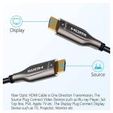 EVAIO Fiber Optic HDMI Cable 100 Feet, HDMI 2.0, 18Gbps, Supports 4K@ 60Hz, 4:4:4/4:2:2/4:2:0, HDR10, Dolby Vision, HDCP2.2, ARC,3D,Slim and Flexible